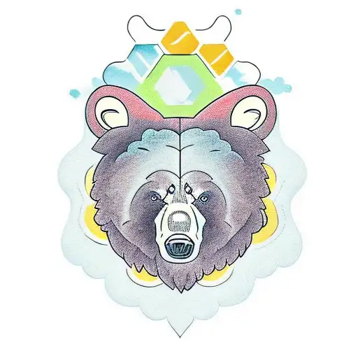Bear eating honey from the honeycomb tattoo design idea