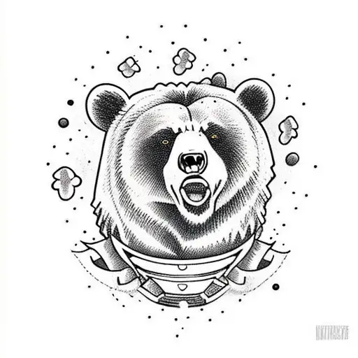 Bear eating honey from the honeycomb tattoo design idea