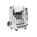 A newspaper press machine surrounded by a smoke cloud with musical notes incorporated tattoo design idea