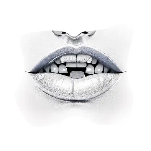 woman bitting lips tattoo design idea