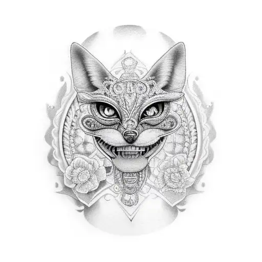 face of a woman bitting her lip tattoo design idea