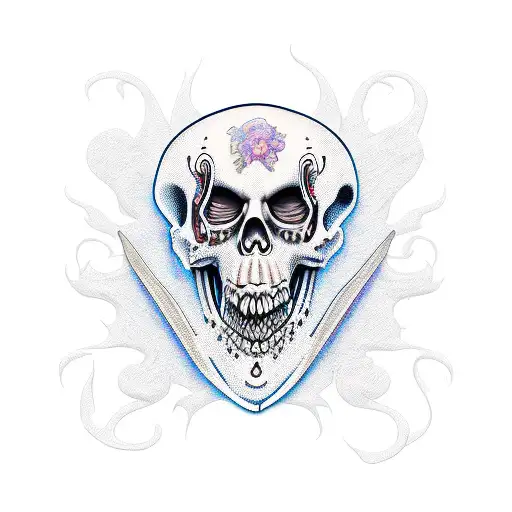 Filigree and Grim Reaper tattoo design idea
