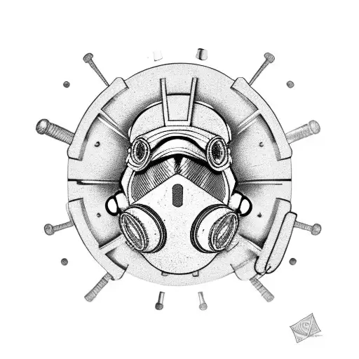 gas mask and filler tattoo design idea