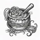 whisk and cake tattoo design idea