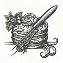 whisk and cake tattoo design idea