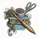whisk and cake tattoo design idea