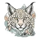 Lynx and mountains tattoo design idea