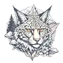 Lynx and mountains tattoo design idea