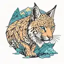 Lynx and mountains tattoo design idea