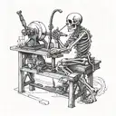 A skeleton blacksmith forging a stiletto on an anvil tattoo design idea