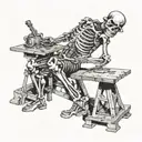 A skeleton blacksmith forging a stiletto on an anvil tattoo design idea