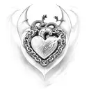 realistic heart surrounded by a chain and dragon tattoo design idea