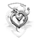 realistic heart surrounded by a chain and dragon tattoo design idea
