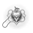 realistic heart surrounded by a chain and dragon tattoo design idea