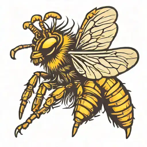 angry hornet flying tattoo design idea