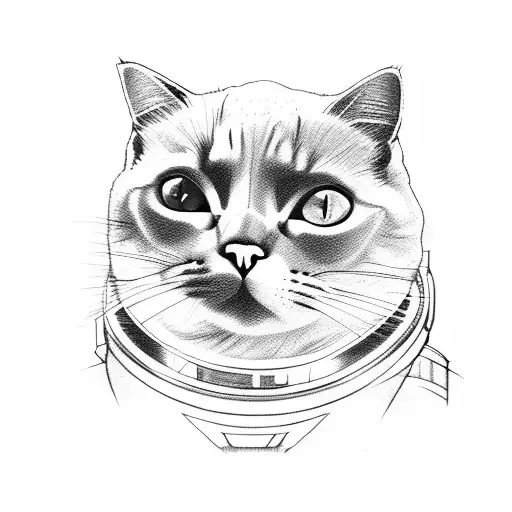 cat with astronaut  tattoo design idea