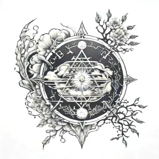 Eunoia, good and dark sides, Ikigai philosophy tattoo design idea