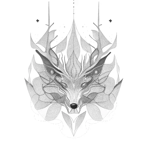 A sleek and futuristic car merging with the branches of a mystical forest tattoo design idea