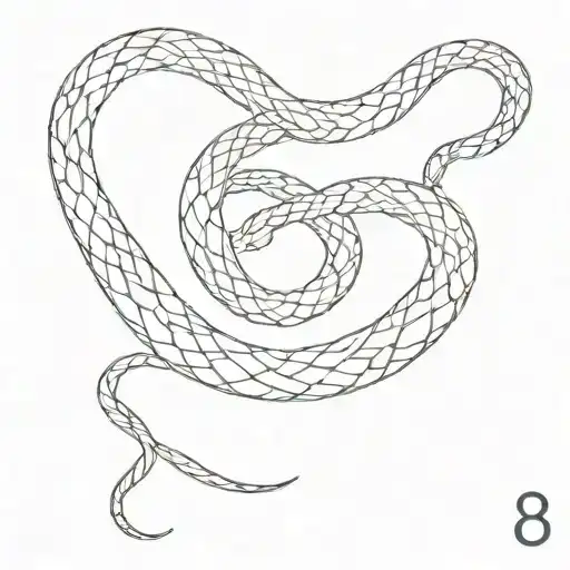 A minimalist tattoo of a snake wrapped around the number 8, inspired by a favorite book/movie character tattoo design idea