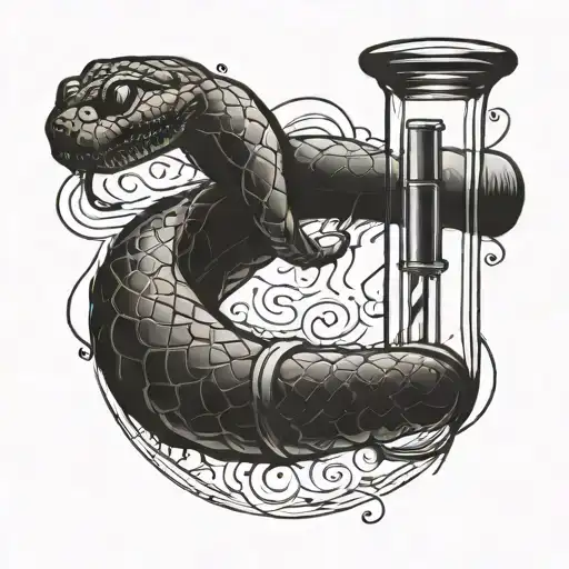 A snake wrapped around a test tube, representing your passion for science lab work tattoo design idea