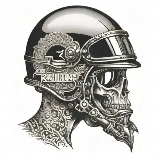 Cafe racer motorcycle helmet tattoo design idea