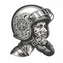 Cafe racer motorcycle helmet tattoo design idea