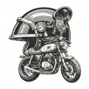 Cafe racer motorcycle helmet tattoo design idea