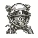 Cafe racer motorcycle helmet tattoo design idea