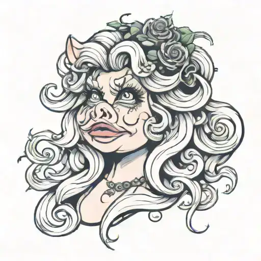 Ms. Piggy Medusa tattoo design idea