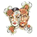 1 person two-faced  tattoo design idea