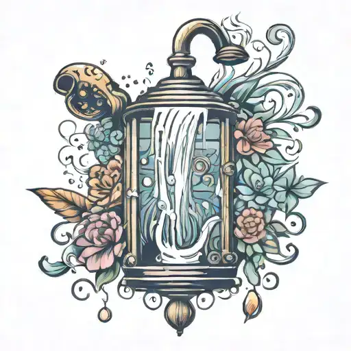 fancy shower in a bathroom  tattoo design idea