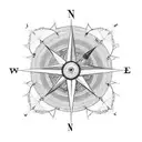  The main design should feature an elephant named Craig positioned at the center of a compass. The compass design should tattoo design idea