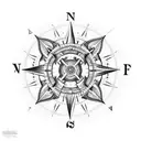  The main design should feature an elephant named Craig positioned at the center of a compass. The compass design should tattoo design idea