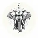  The main design should feature an elephant named Craig positioned at the center of a compass. The compass design should tattoo design idea