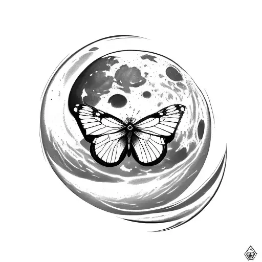butterfly, semicolon, moon tattoo design idea