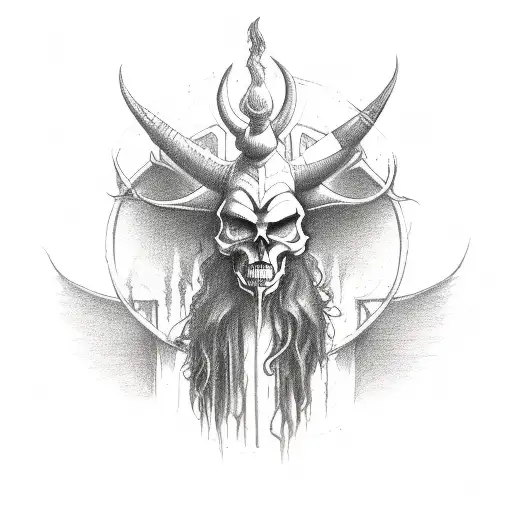 from hell skull baphomet blood tattoo design idea