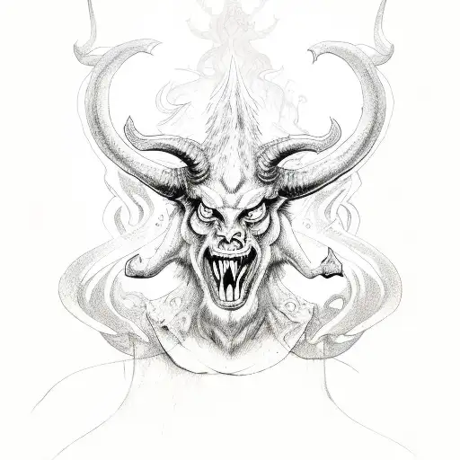 Art skull devil tattoo. stock illustration. Illustration of angel - 68927323