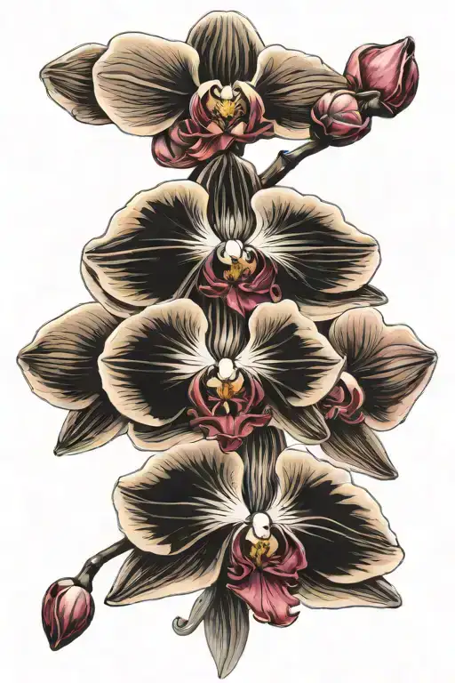 black and white orchid with highlights tattoo design idea