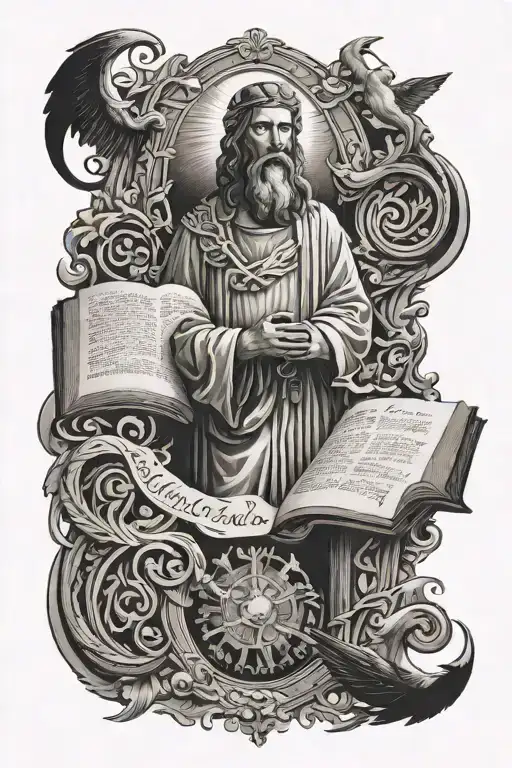 Tattoo showing the story of the bible, The Gospel of Jesus Christ , God, and the Holy Spirit tattoo design idea