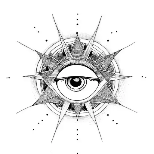 one eye hindu astral triangle tattoo design idea