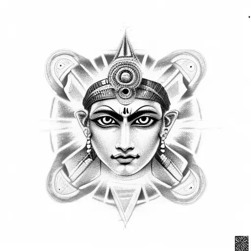 one eye hindu god astral triangle tattoo design idea