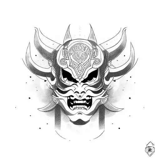 Cyber Hannya mask tattoo design idea