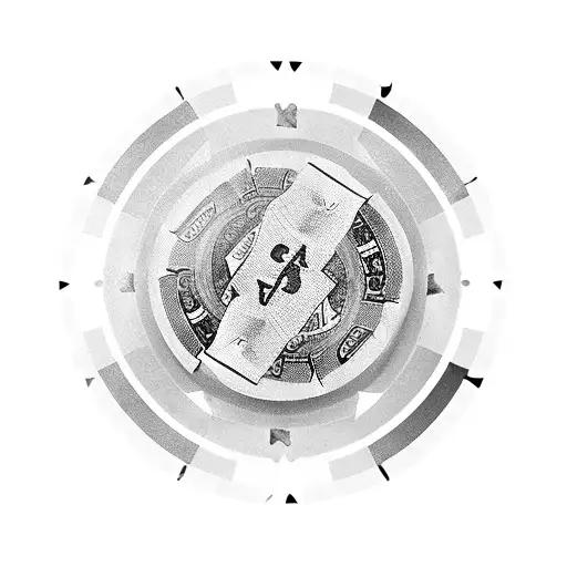 Stack of poker chips with dollar bills tattoo design idea