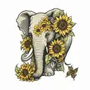 sunflower elephant tattoo design idea