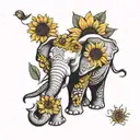 sunflower elephant tattoo design idea