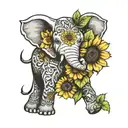 sunflower elephant tattoo design idea