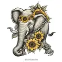 sunflower elephant tattoo design idea
