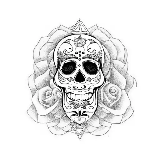 sugar skull snake out of mouth  tattoo design idea
