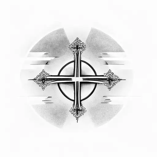 Christian Cross with Godspeed  tattoo design idea
