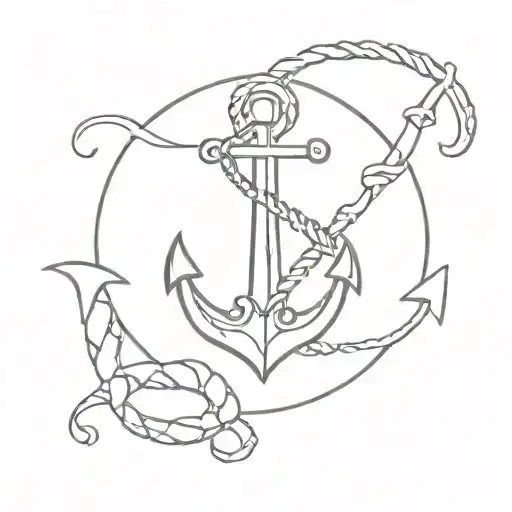 An anchor with mermaid and skeleton pirate incorporated tattoo design idea